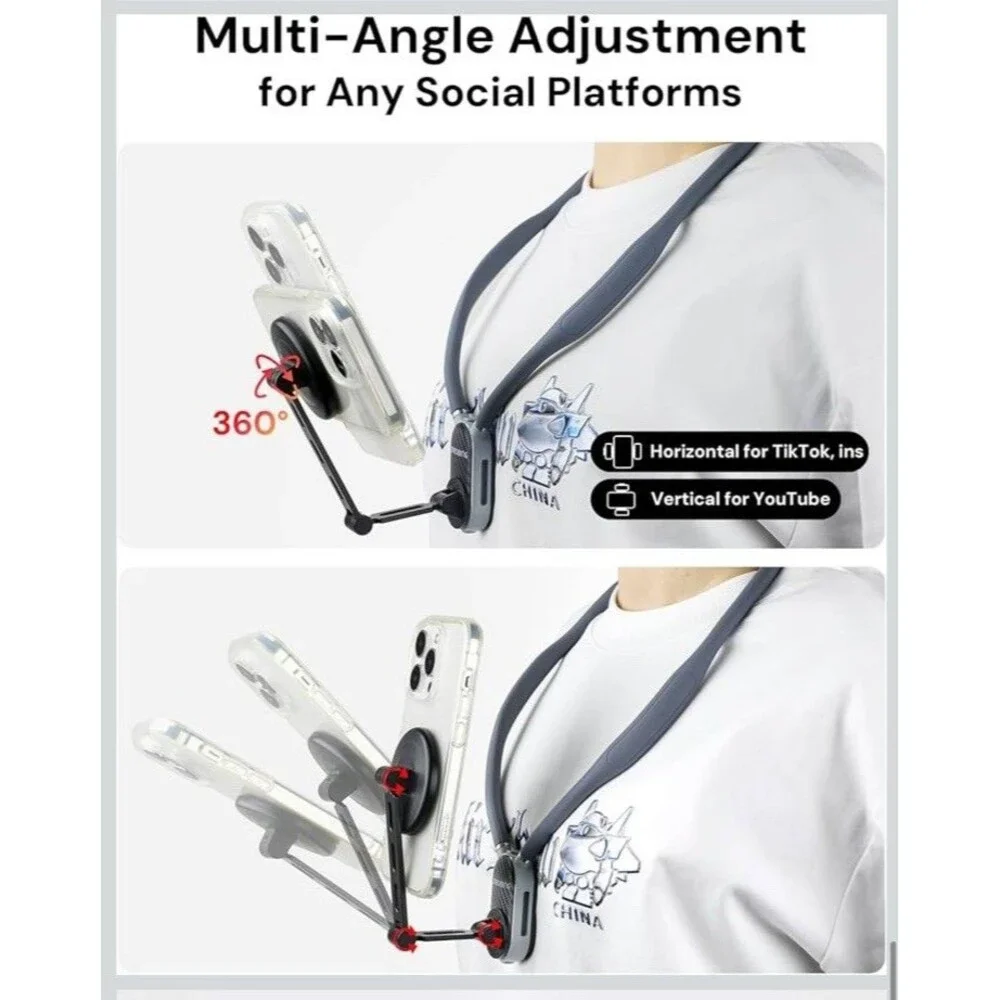 Magnetic Neck Holder for Action Camera & Phone, Hands Free Tripod GP-16(Black)